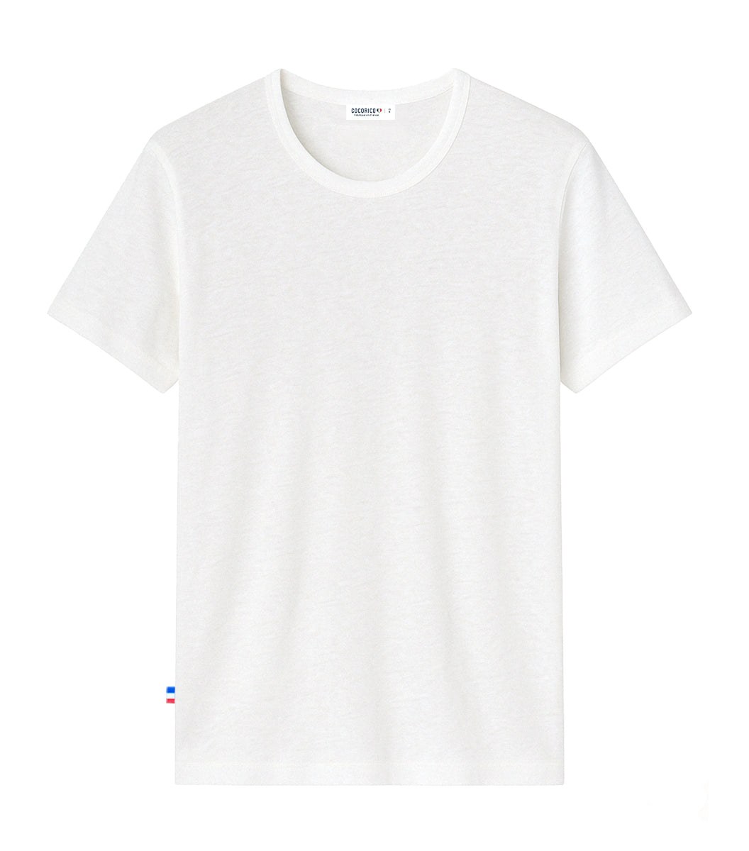 T-shirt Homme en Lin Blanc - L'Intemporel - Image 3