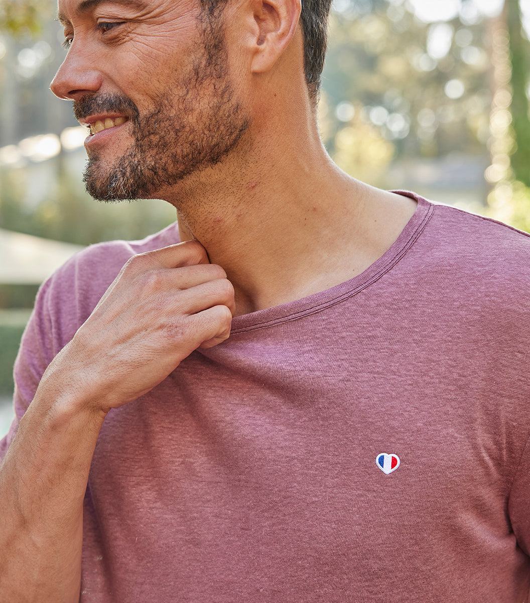 T-shirt Homme en Lin Rose - L'Iconique - Image 3