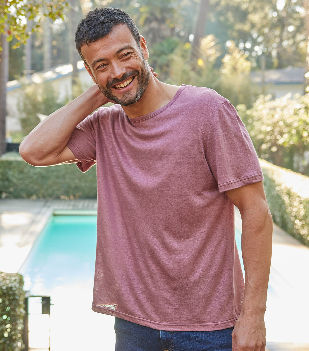 T-shirt Homme en Lin Rose - L'Intemporel - Image 2
