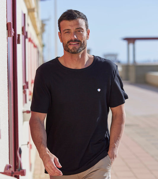 T-shirt Homme en Lin Noir - L'iconique - Image 1
