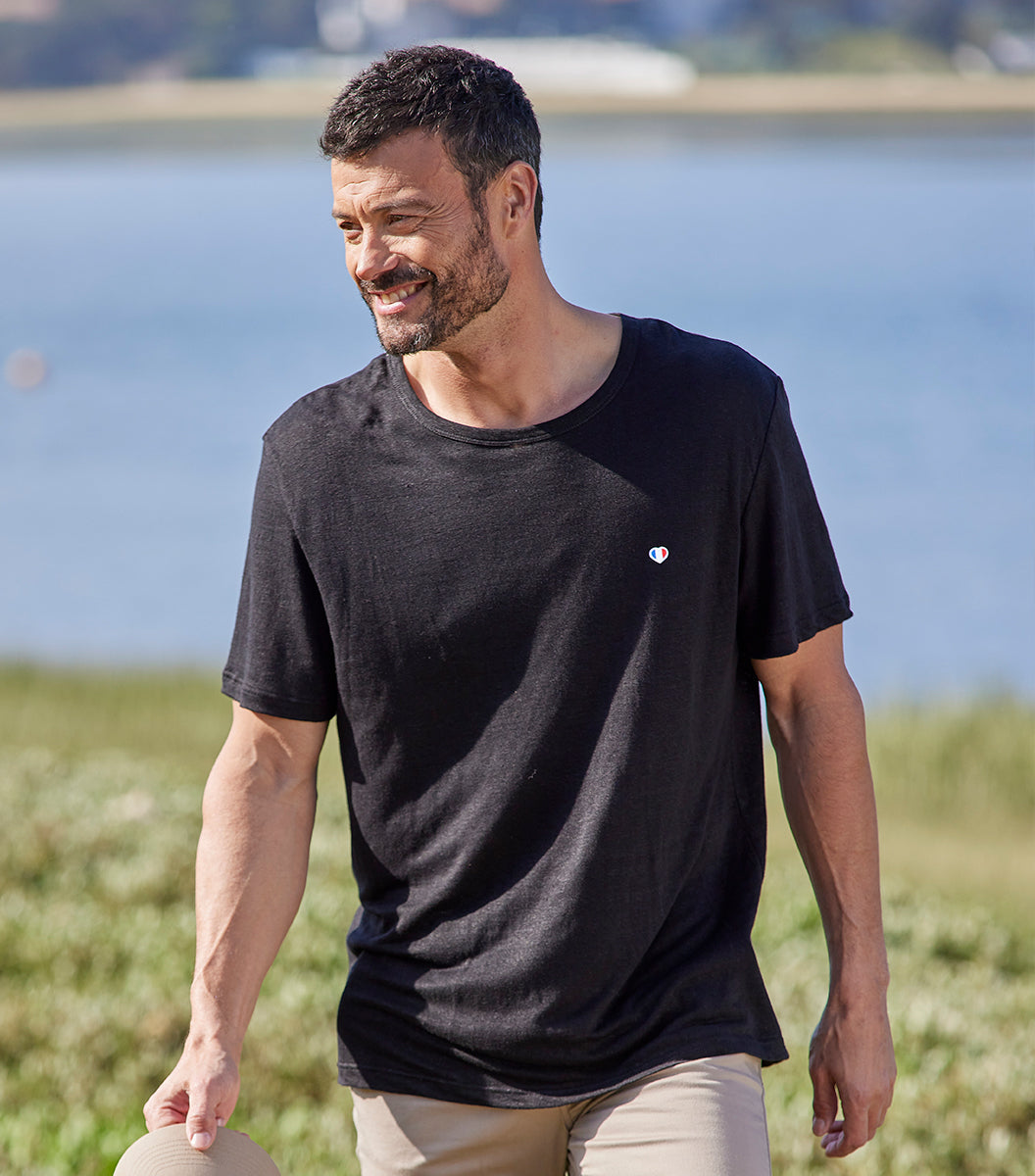 T-shirt Homme en Lin Noir - L'iconique - Image 4
