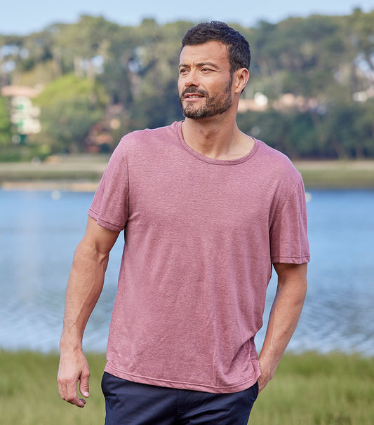 T-shirt Homme en Lin Rose - L'Intemporel - Image 1