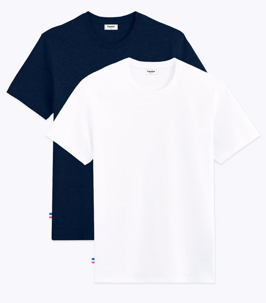 T-shirt Homme x2 - Pack Blanc/Marine - Image 1